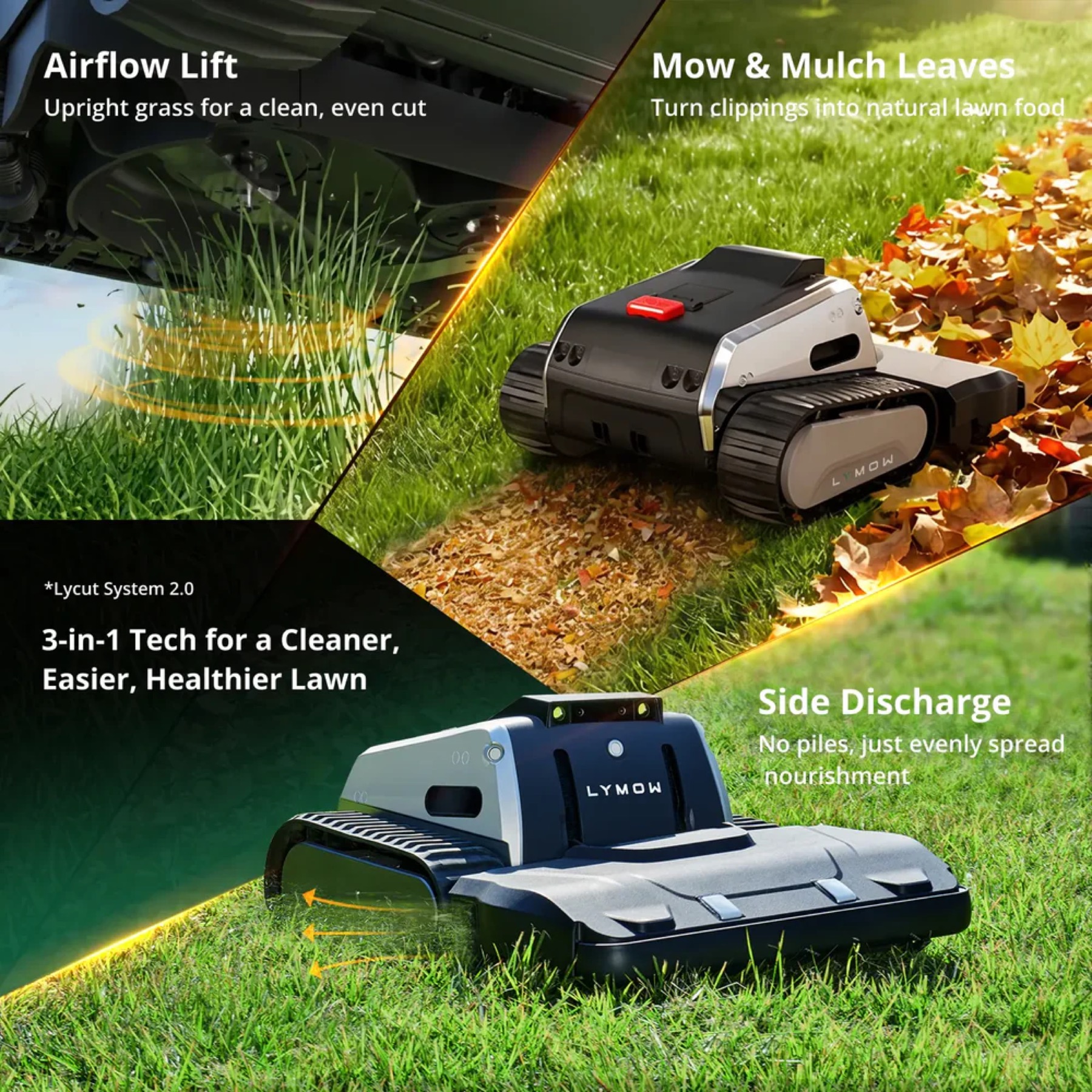 Lymow One Plus cutting and mulching system graphic