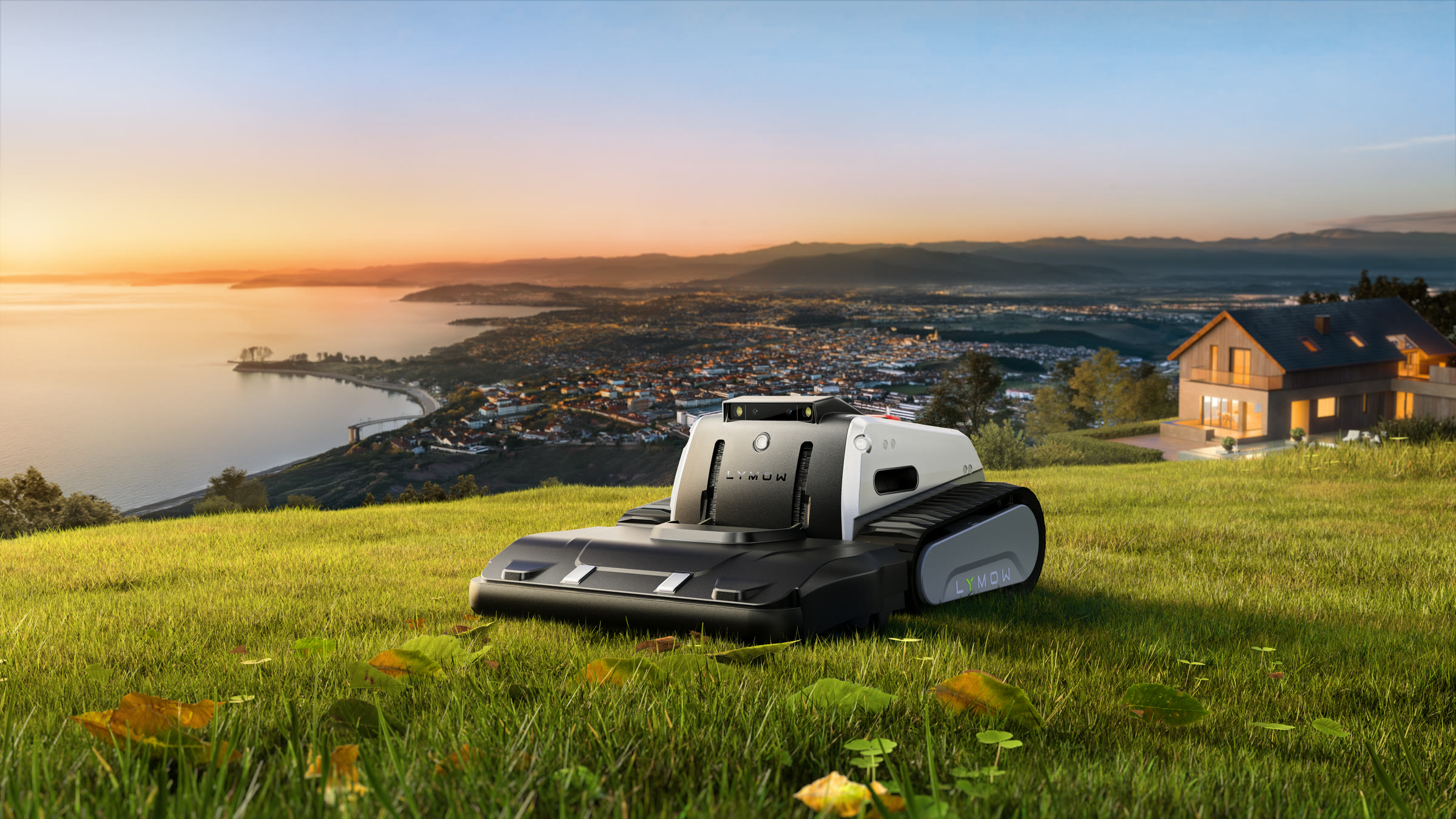 Lymow One Plus on a hillside lawn